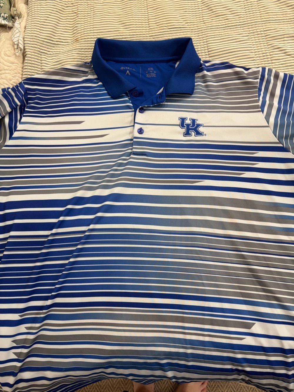 Antigua University of Kentucky Blue Striped golf Polo Shirt